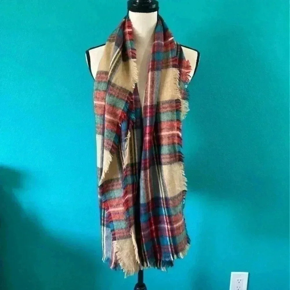 Fall colored plaid scarf